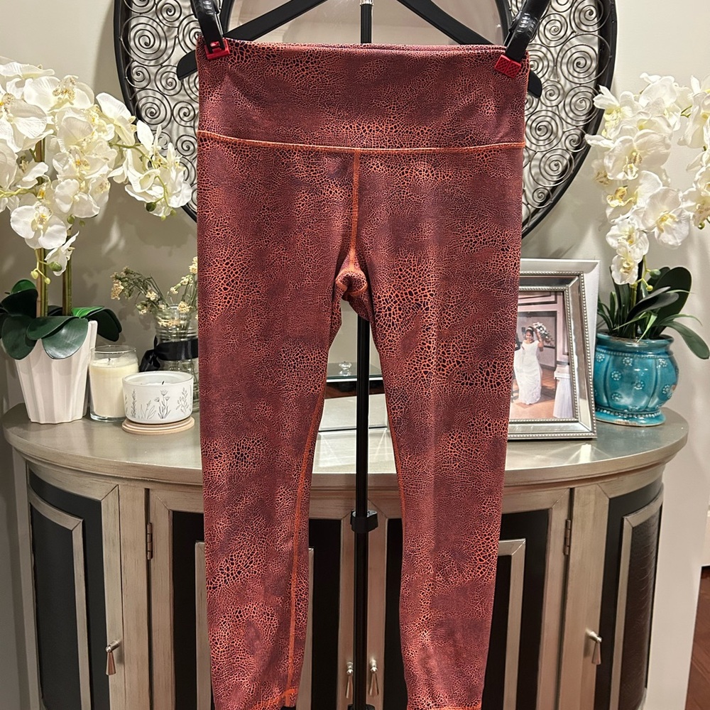 lululemon athletica Orange Printed Workout Leggings size 12